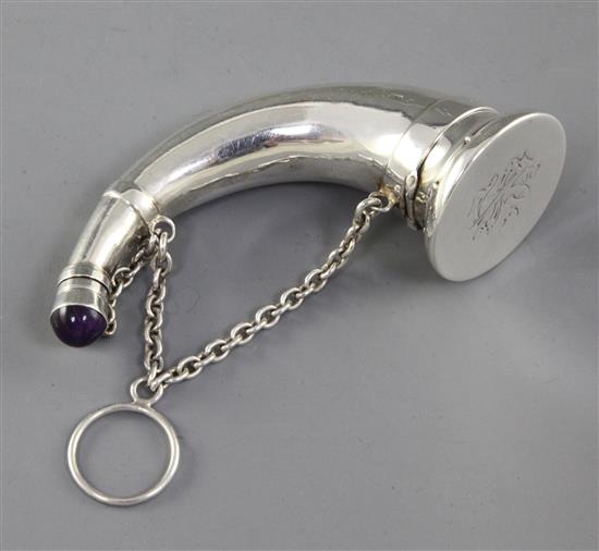 A Victorian silver cornucopia shaped vinaigrette and scent bottle, Length 4”/102mm Weight 2oz/58grms